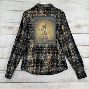 Angry Minnow Wild Women Dance Flannel Shirt Mens Small Gray Black Splatter